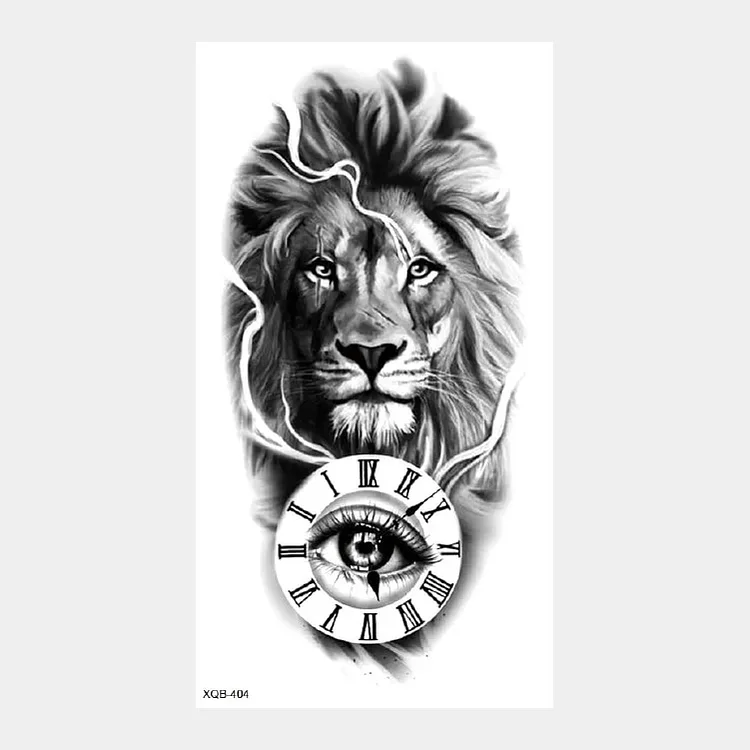 Upper Arm Sleeve Tattoo Crown Lion Tiger Wolf Head Waterproof Temporary Tattoo Stickers Body Art Fake Tattoo For Women Men Male_ ecoleips_old