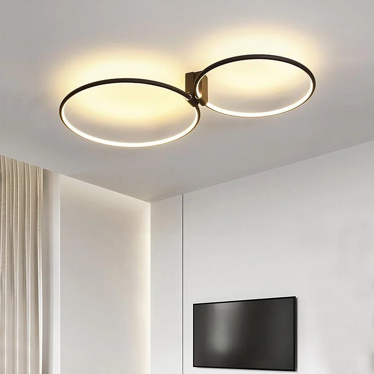 2 Circle Metal Abstract LED Flush Mount Ceiling Light for Bedroom - Appledas