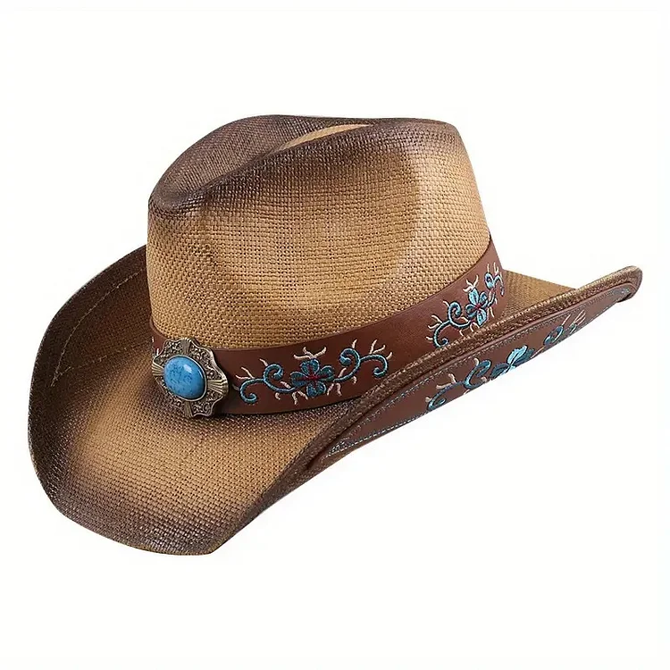 Boho Embroidery Belt Cowboy Hat