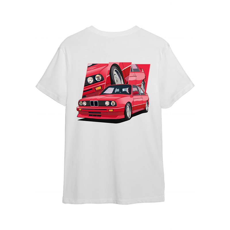 Red M3 E30 Men's Oversized T-shirts - Devcarry