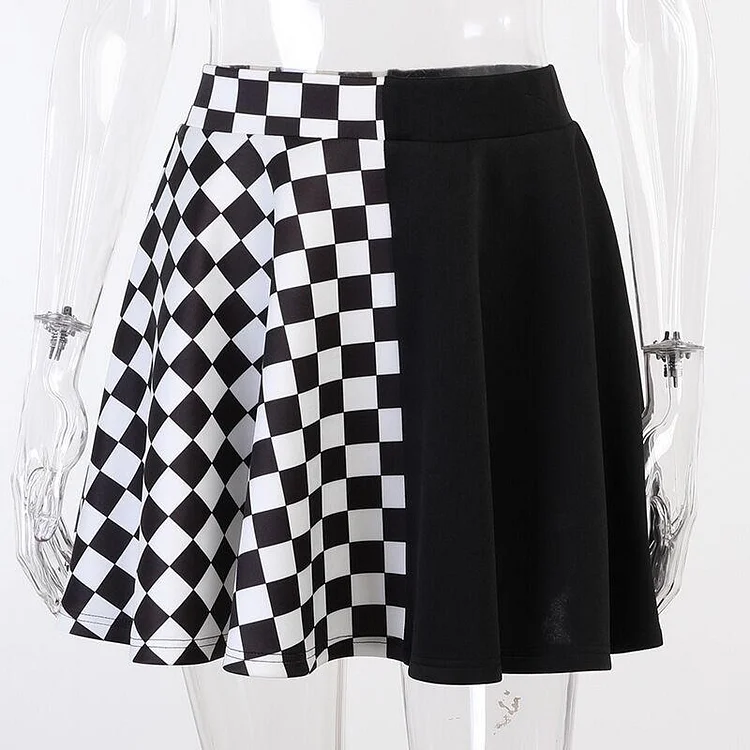 Contrast Check Pattern Panel Skirt