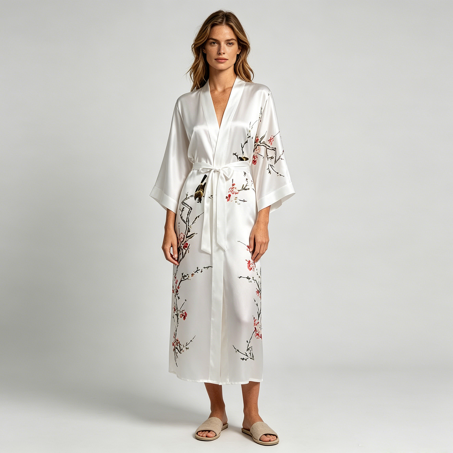 Real Silk Robe Women 100% Mulberry Silk Floral Kimono Soft Comfortable REAL SILK LIFE