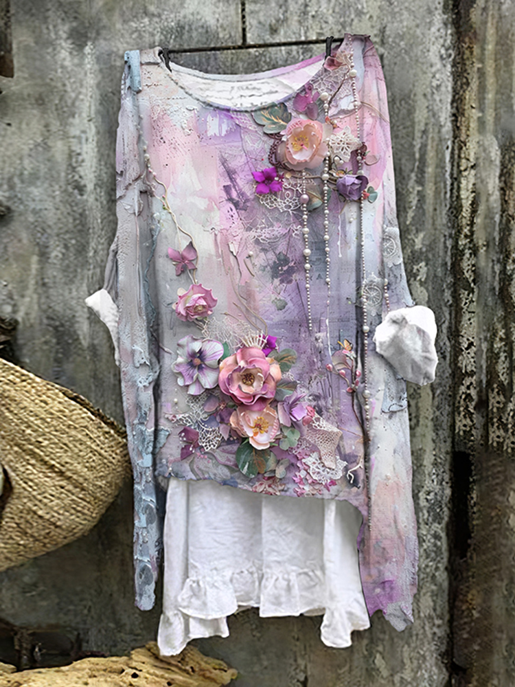 Haru Embroidered Pocket Floral Linen Shirt - Mint main image 0