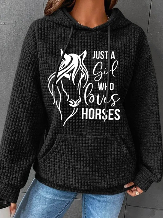 Women's Just A Girl Who Loves Horses Print Hoodie Casual Hoodie socialshop