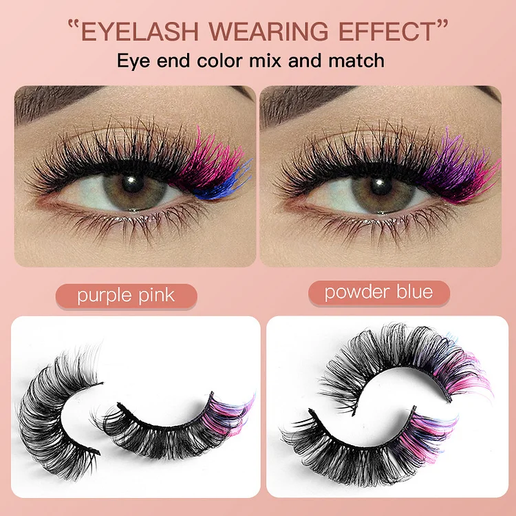 Aprileye 7 pairs of color false eyelashes thick curling simulated D-curved eyelashes