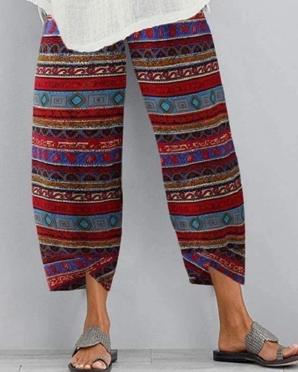 floral printed elastic cropped pants p206161