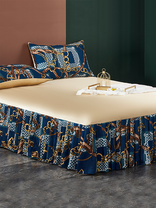 Franch Design Lasso Printed Silk Bed Skirt AU REAL SILK LIFE