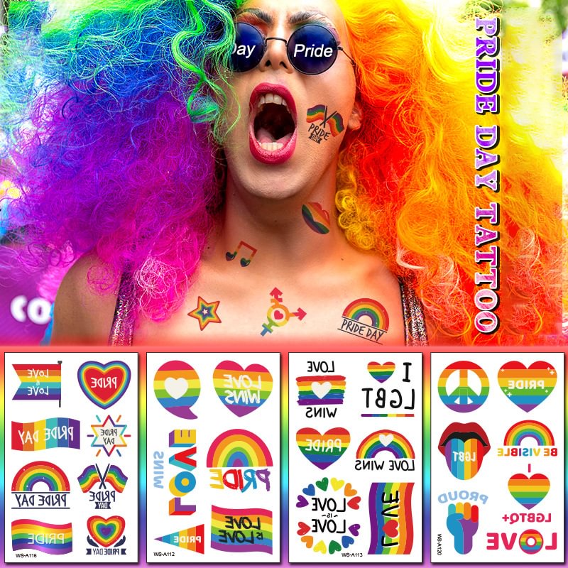 Pride rainbow tattoo stickers