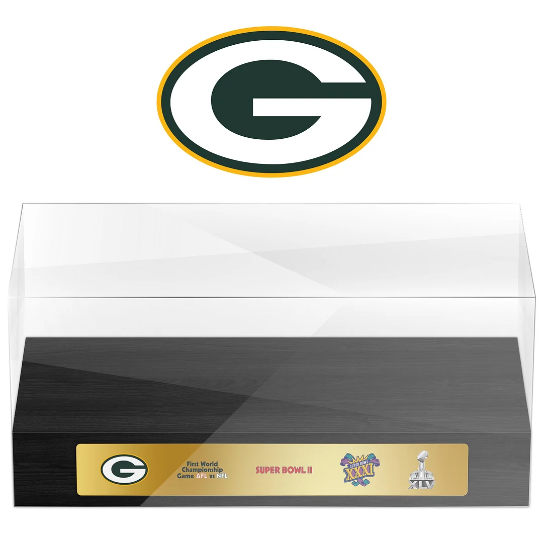 Green Bay Packers Super Bowl Championship Trophy Ring Display Case