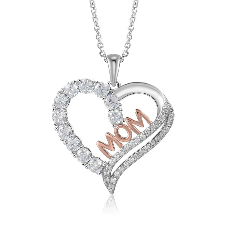 Mom Heart Necklace Heart Pendant Mother Necklace Mother's Day Gift