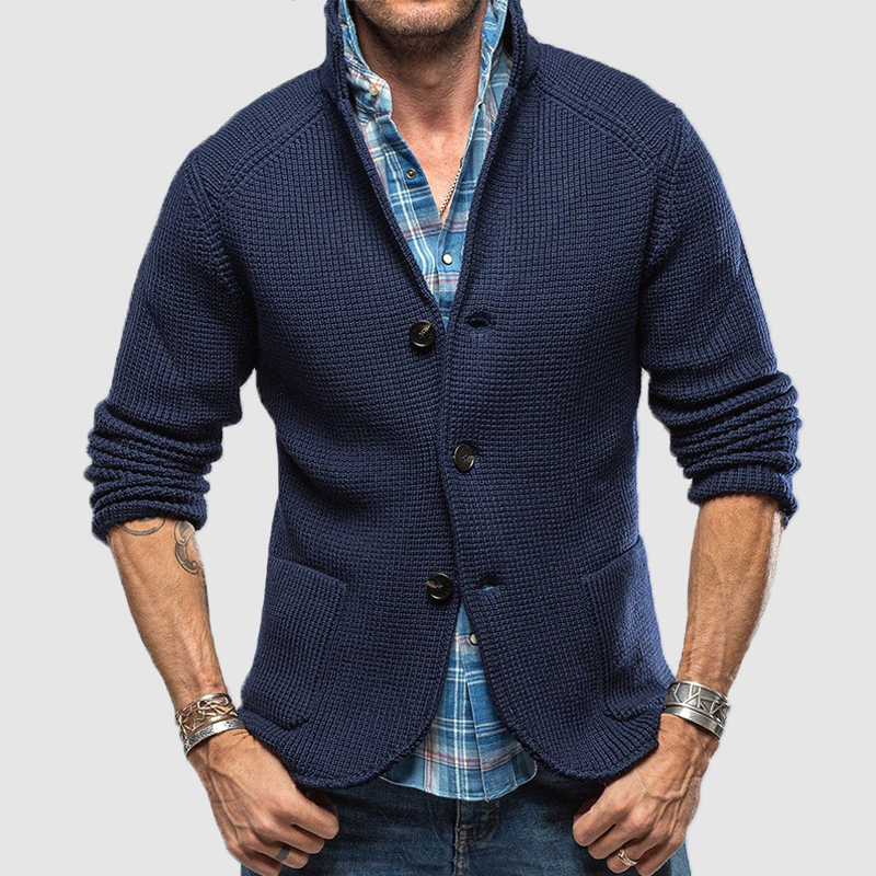 Men's Elegant Lapel Knitted Pocket Jacket