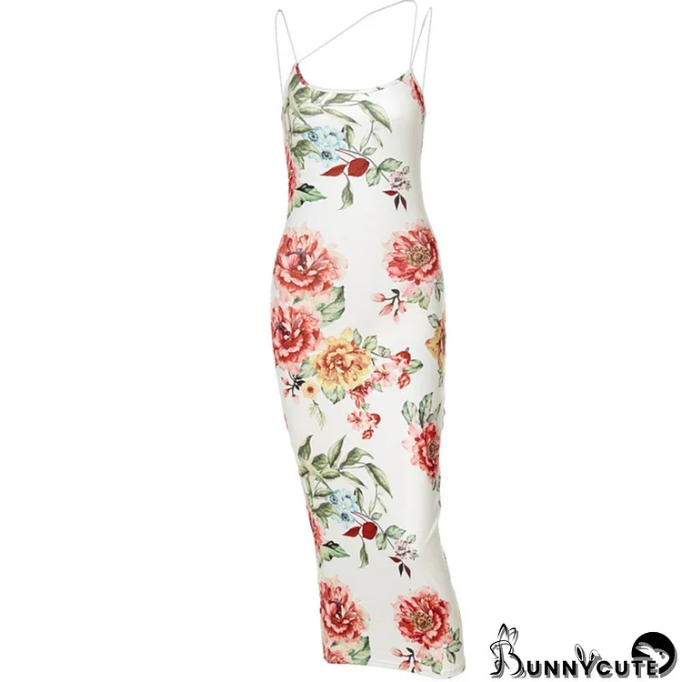 Chic Floral Print Backless Slip Dress