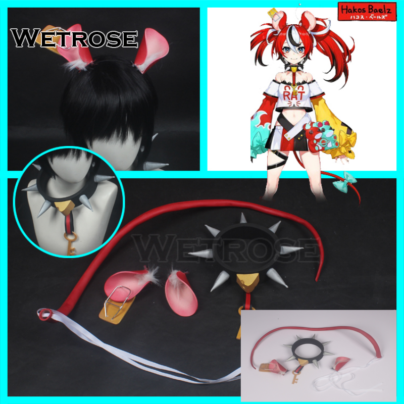 Wetrose】Pre-Order Hakos Baelz ハコス・ベールズ Hololive Vtuber Rat Ears Tail  Cosplay Costume Props Halloween