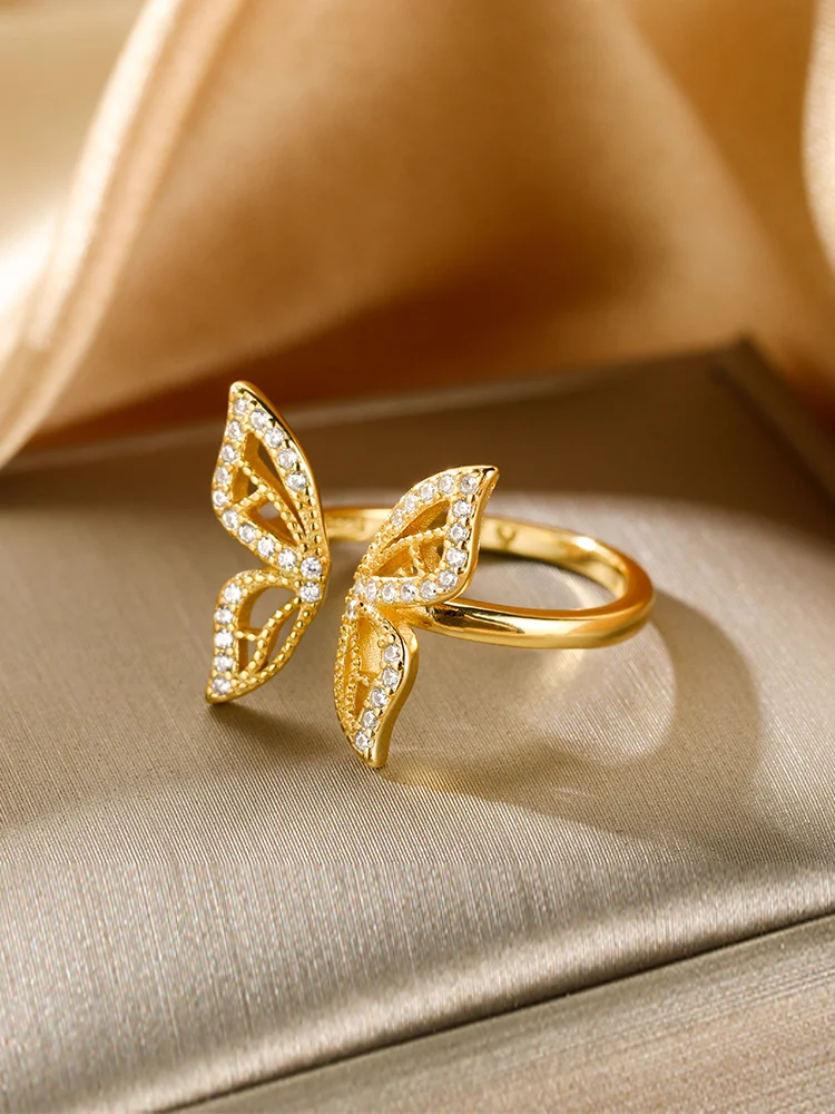 Golden Butterfly Open Ring