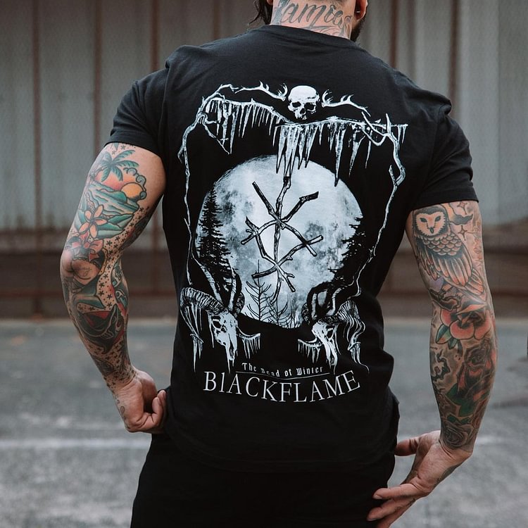 Men's Vintage 'Dead Of Winter' Print Casual Short Sleeve T-Shirt