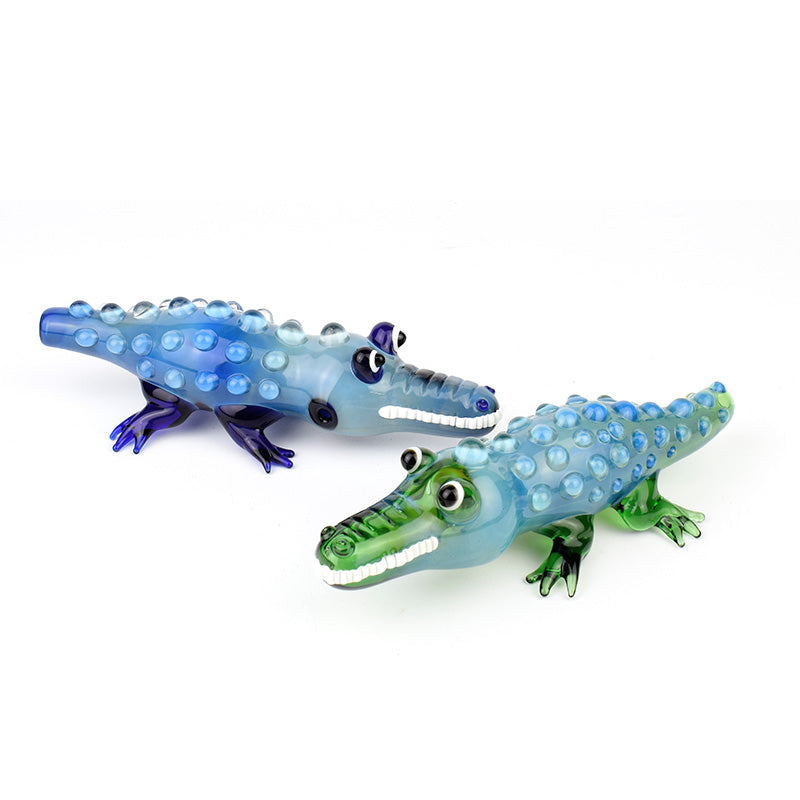 Crocodile Glass Hand Pipe Tobacco Pipe Green Color