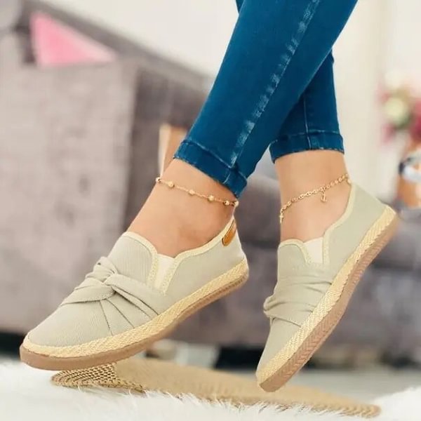 Women's Flat Shoes Comfortable Solid Color Slip On Female Sandals Summer Casual Outdoor Ladies Canvas - BlackFridayBuys