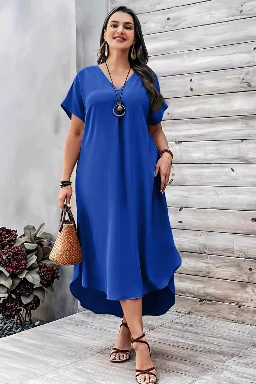 royal blue plus size casual dresses Unique Vintage Plus Size 1950s Royal Blue Diamond Cable Swing Dress