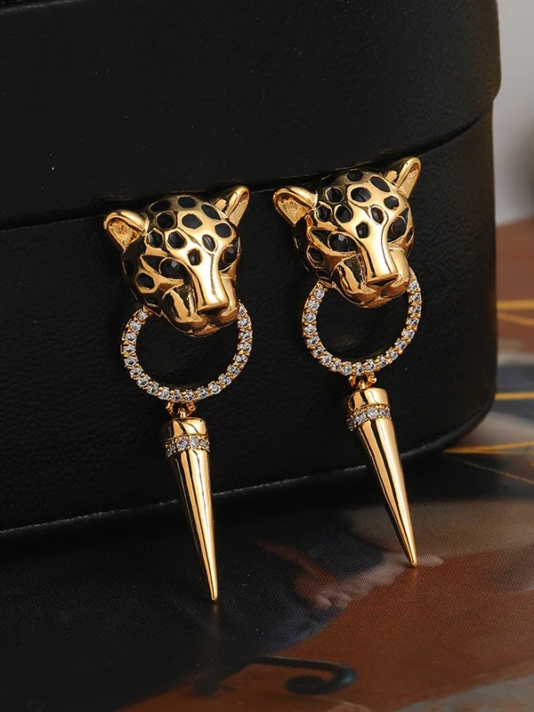 Geometric Leopard Eardrop Earrings Accessories