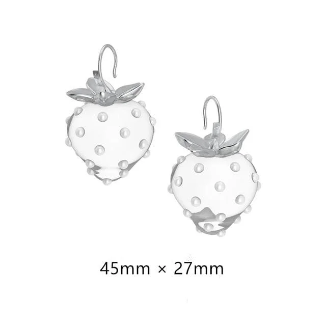 Crystal Pearl Transparent Strawberry Earrings SP15661
