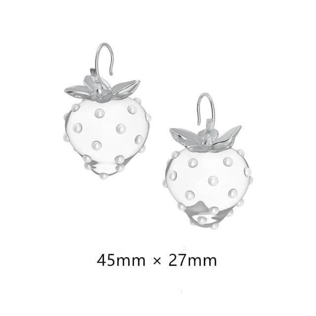 Crystal Pearl Transparent Strawberry Earrings SP15661
