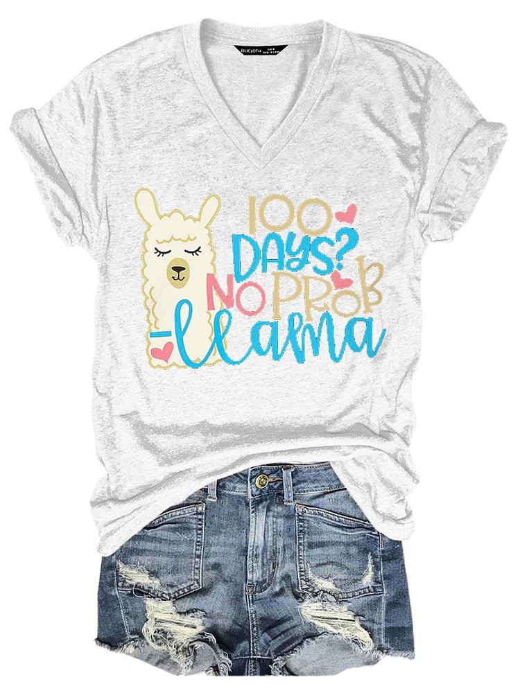 Bestdealfriday 100 Days No Prob Llama Scool Student T-Shirt