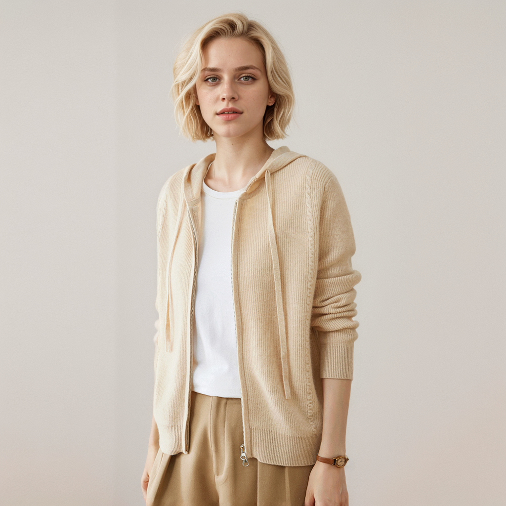 women's hooded cardigan long sleeve zipper casual suit main image 0