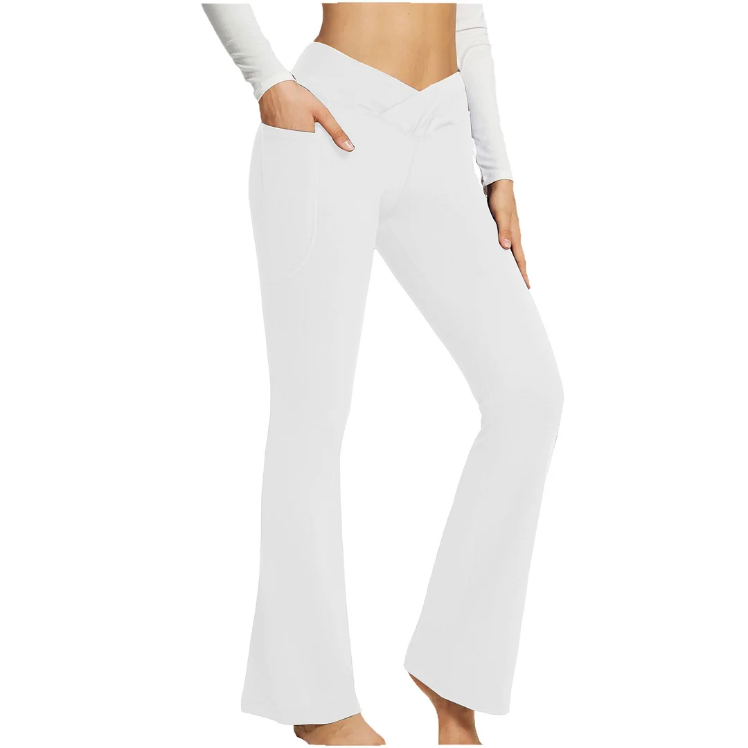 Women's Autumn and Winter Solid Color Casual Micro-lapel High Waist Slim Wide Leg Yoga Fitness Pants Sweatpants-JRSEE