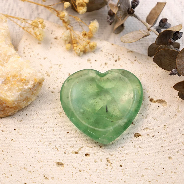 Green Fluorite Heart Worry Stone
