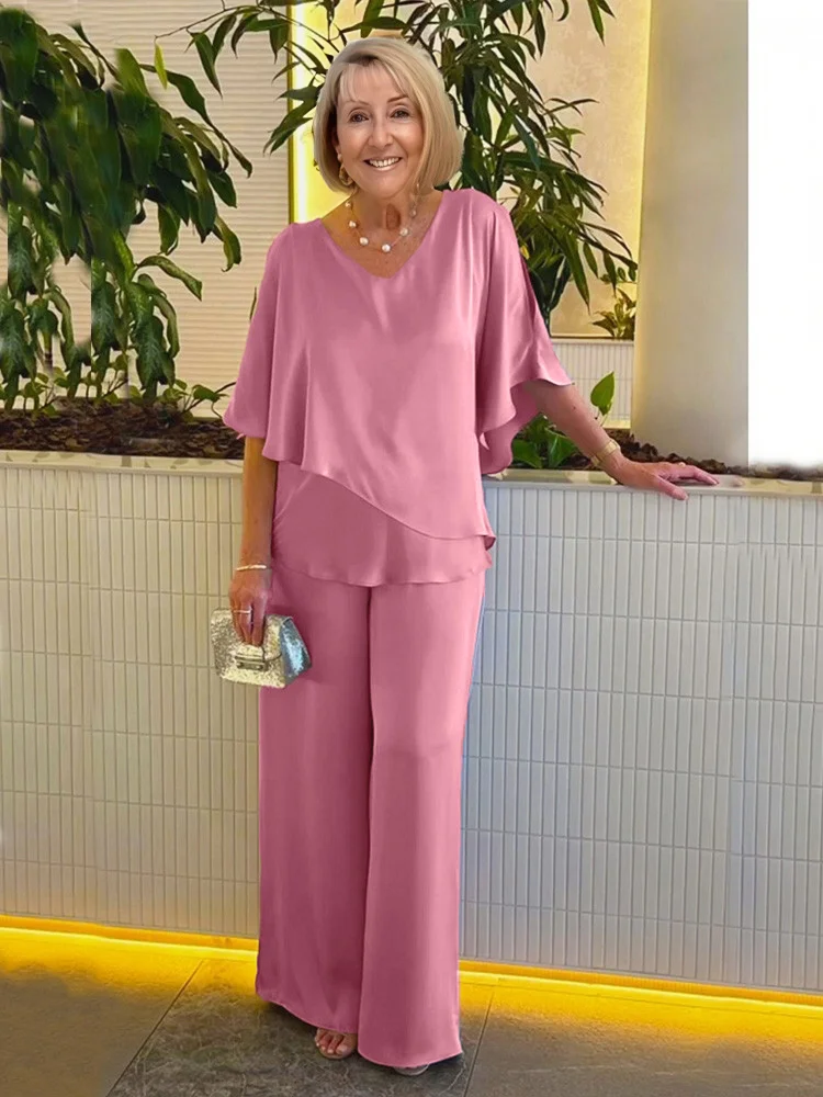 Plus Size Double Layer Tunic Pantsuit socialshop