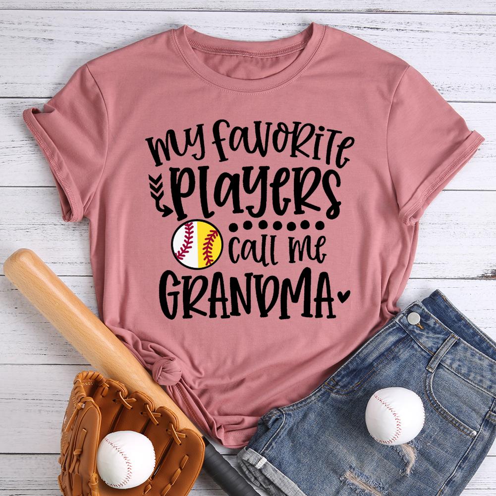Softball and Baseball Grandma Round Neck T-shirt-Guru-buzz