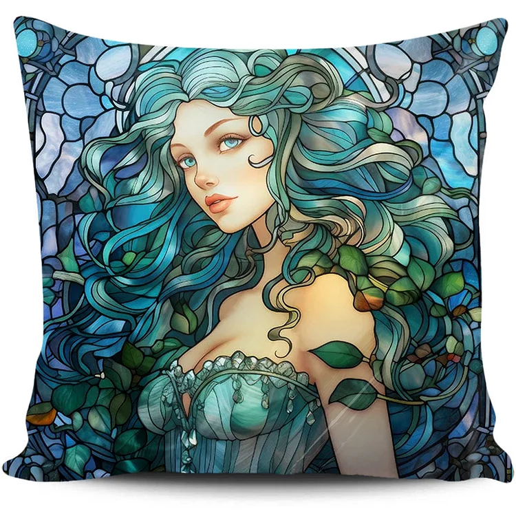 Cross Stitch Pillow - Glass Art - Mermaid (45*45cm) gbfke