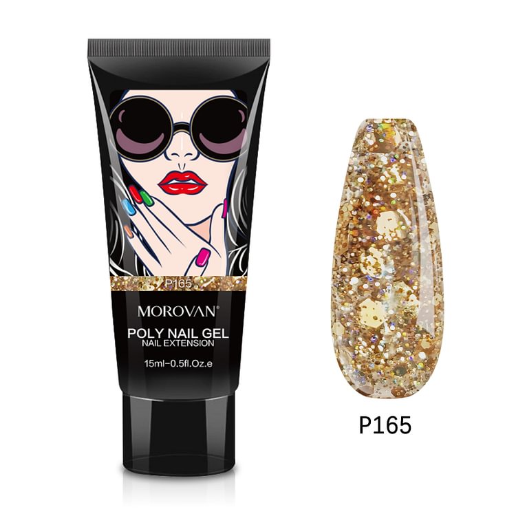 Morovan Gold Glitter Poly Nail Gel P165