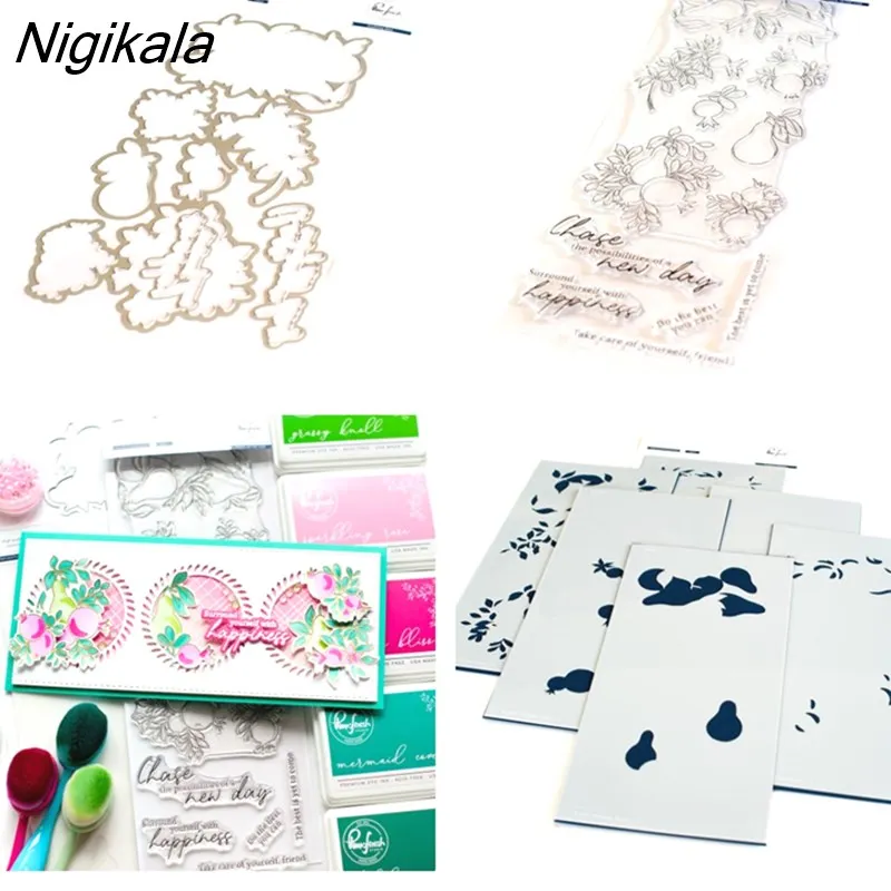Nigikala Metal Cutting Dies Clear Stamps Stencil Scrapbook Diary ...
