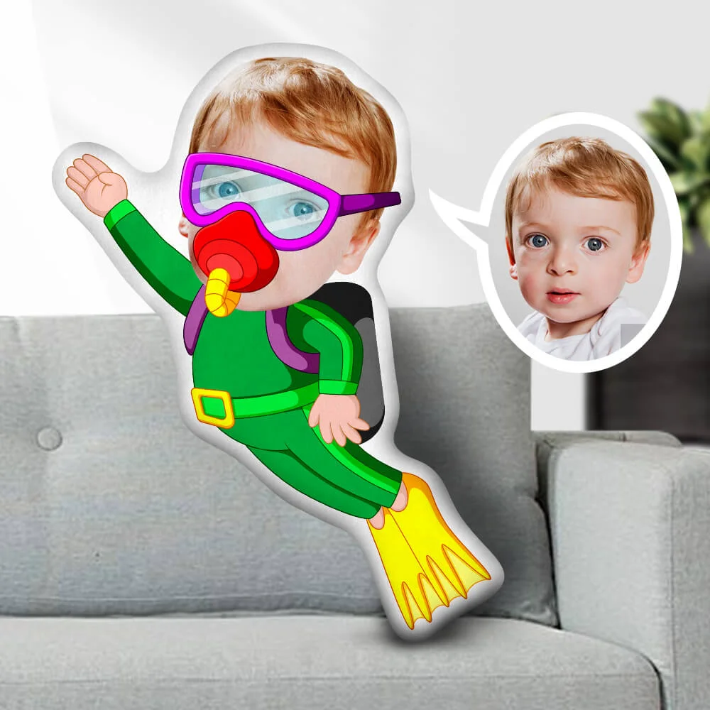 Custom Pillow Face Body Pillow Little Diving Boy Personalized Photo Pillow Gift Pillow Toy Throw Pillow MiniMe Pillow Dolls and Toys