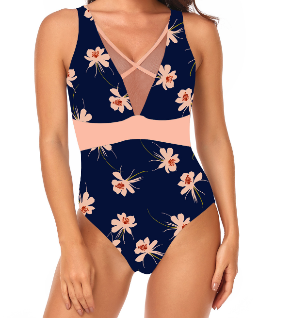 Mesh V Neck  One PieceTummy Control  Swimsuits