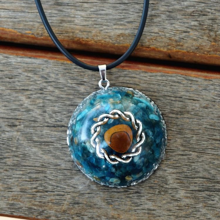YOY-Blue Apatite & Tiger Eye Crystal EMF Protection Necklace