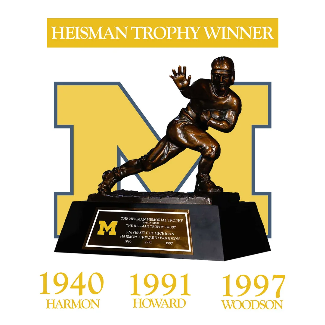 Michigan Wolverines 1940/1991/1997 NCAA Heisman Trophy