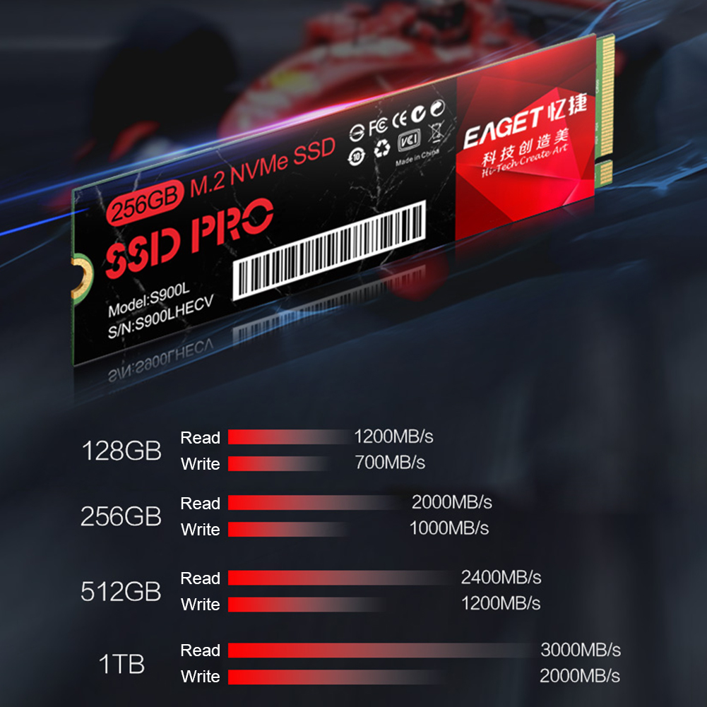 EAGET S900L Internal SSD PCIe 3.0 NVMe M.2 2280 Solid State Drive, 128gb, 501 Original
EAGET S900L Internal SSD PCIe 3.0 NVMe M.2 2280 Solid State Drive, 128gb, 501 Original