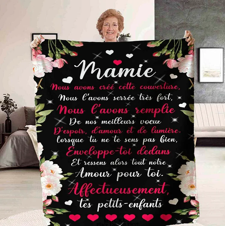 Mamie-Couverture plaids polaire Cadeau Fête des Grands-Mères Jessemade FR