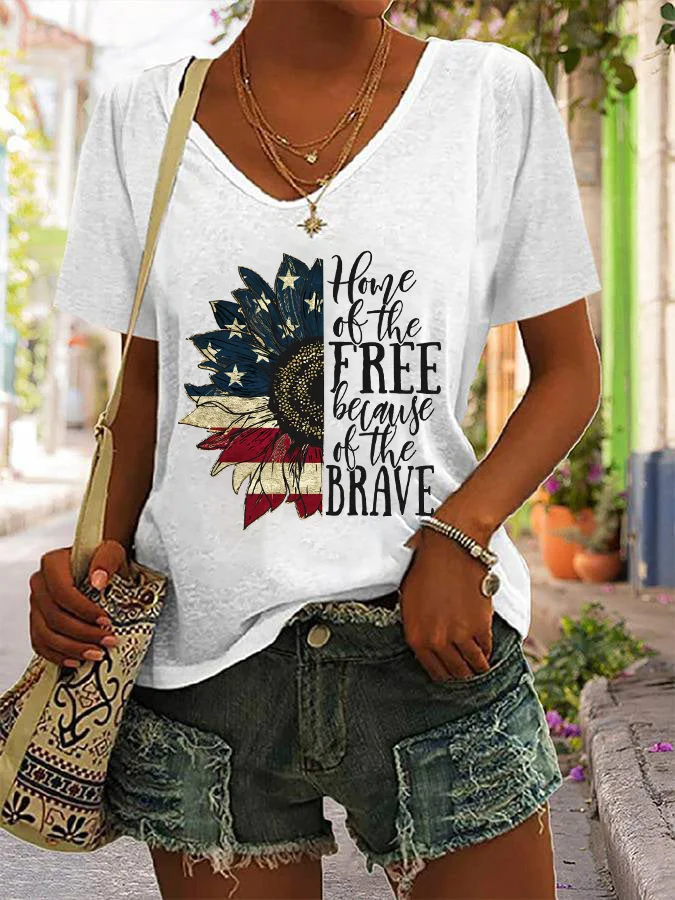 Home Of The Free Because Of The Brave Print Women's T-shirt