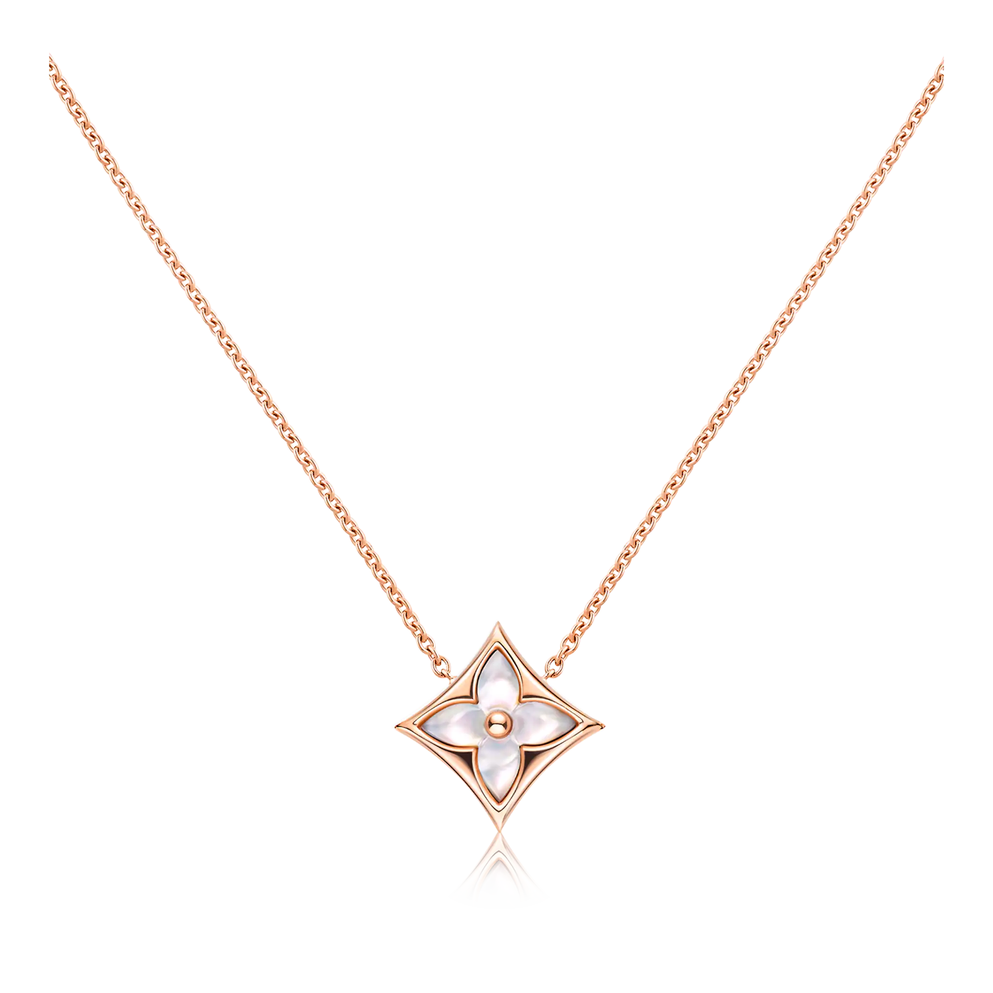 Women's High End Louis Vuitton Color Blossom Pink Opal Stone White MOP  Cutwork Square Pendant Yellow