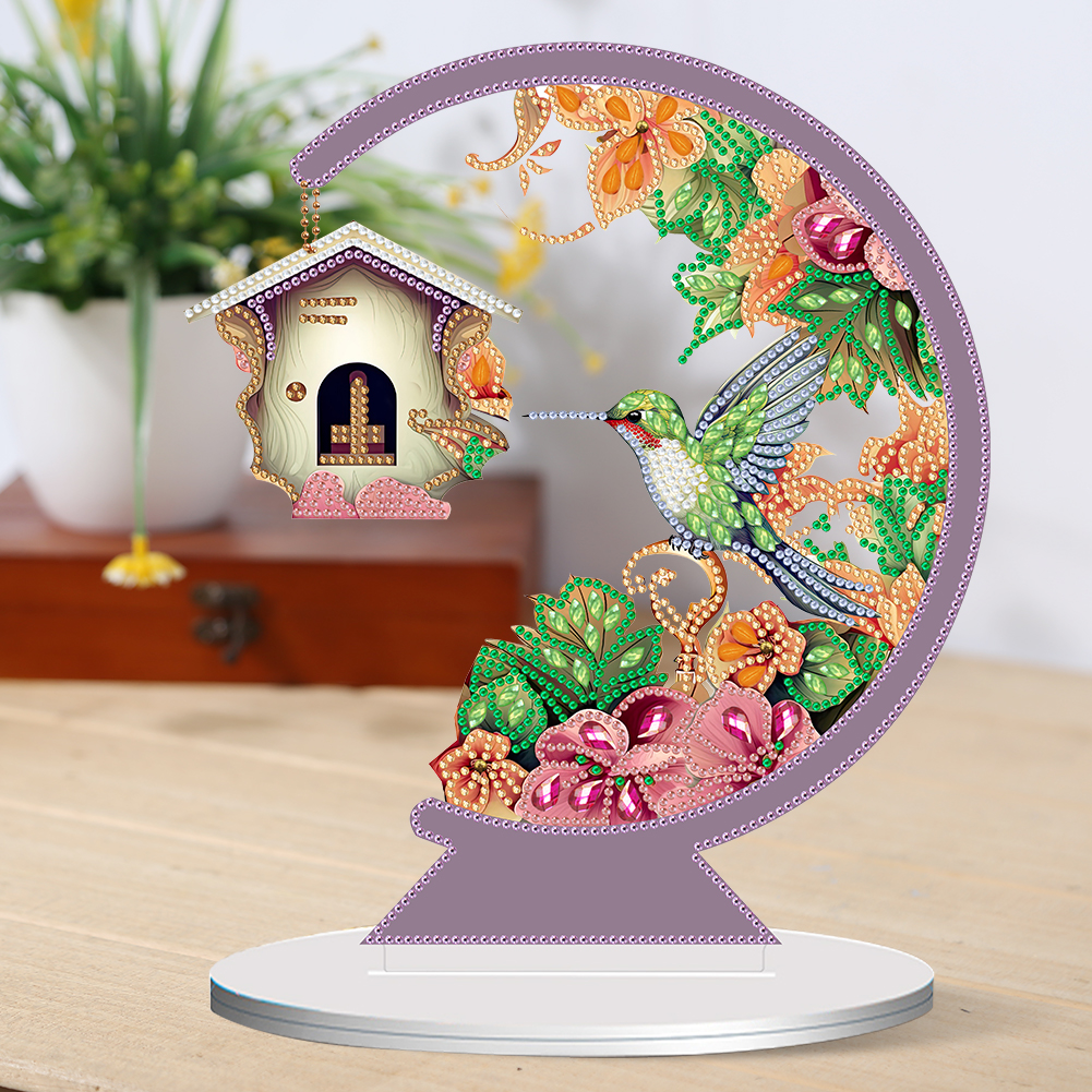 5D DIY Diamond Painting Special Shape Desk Ornament Flower Bird Decor Kit