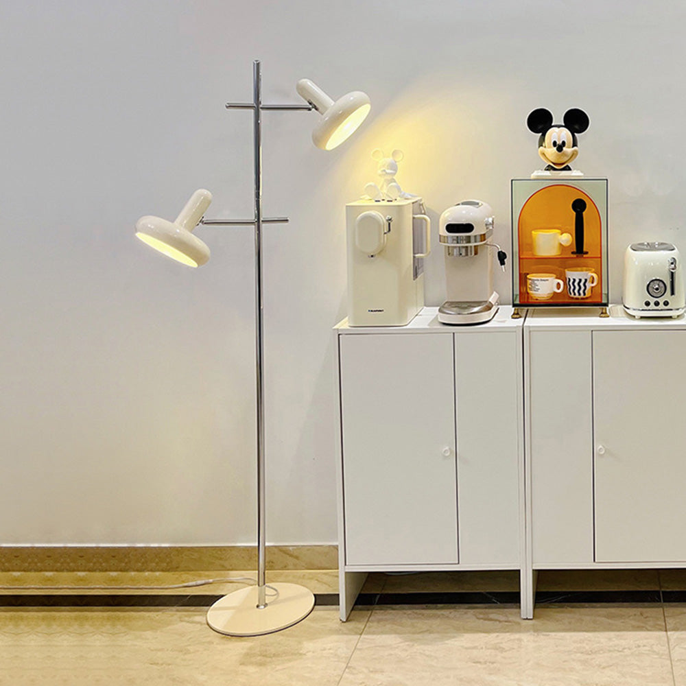 Vintage Bauhaus Two Heads Glass Flying Disc Floor Lamp