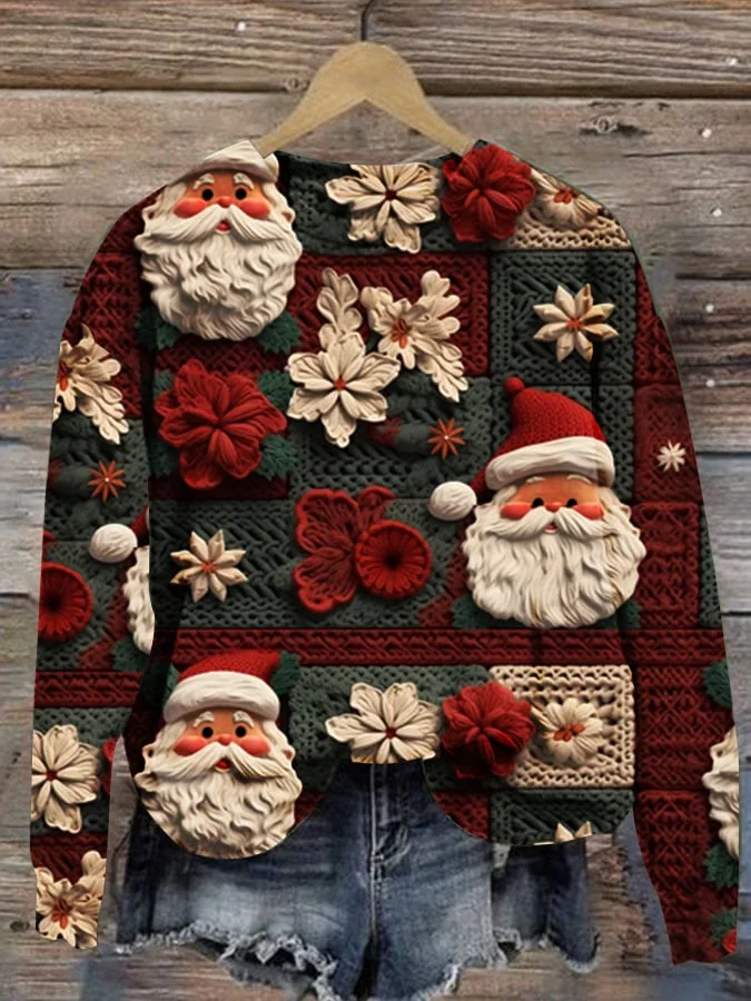 Women's Christmas Print Casual Long Sleeve Sweatshirt