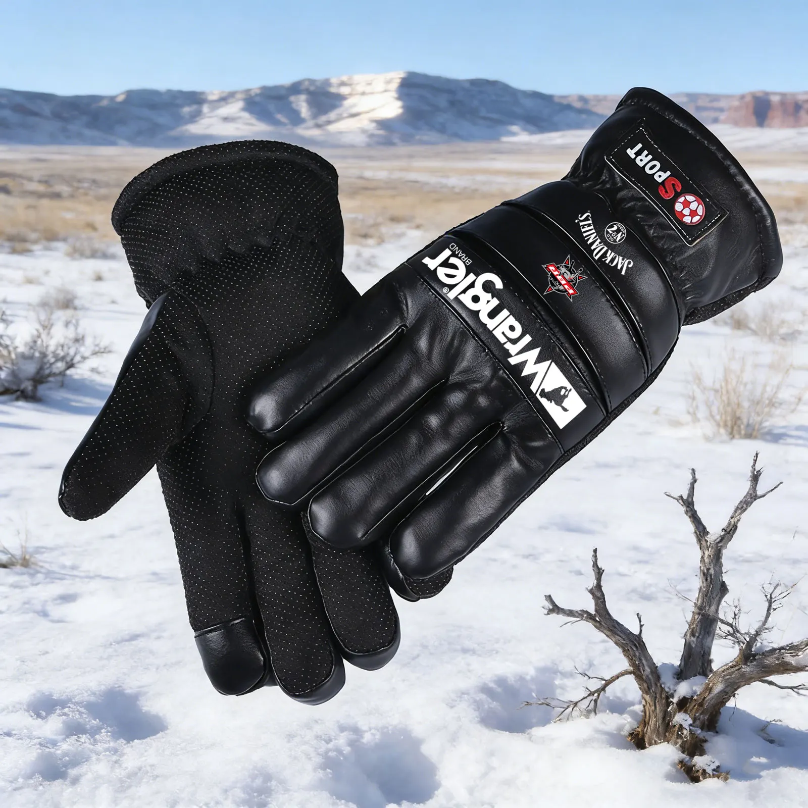 Western Cowboy-themed Winter Sports Gloves, Enhanced Grip And Warmth, Suitable For Outdoor Activities