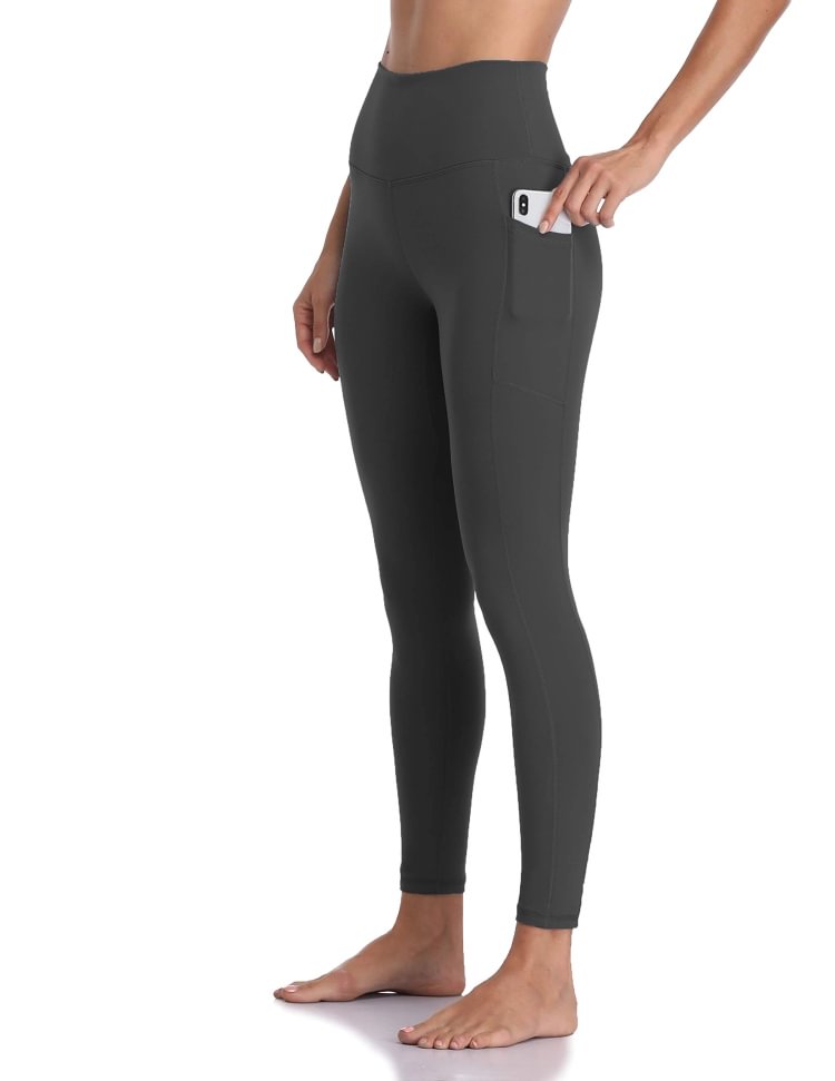 women high waisted yoga pants charcoal grey