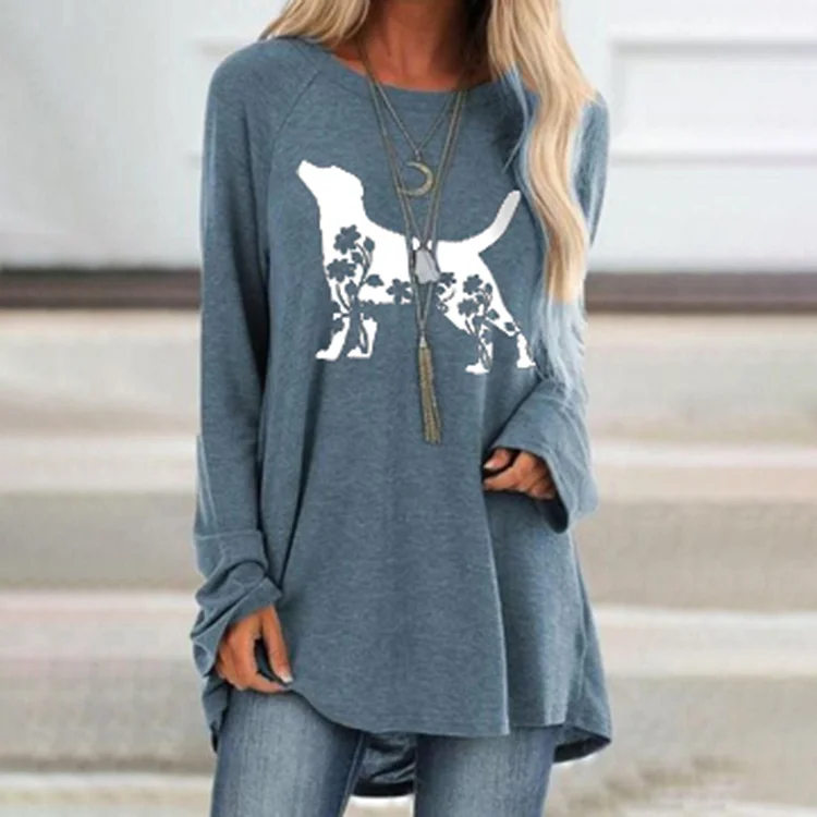Round Neck Flower Pet Dog Long Sleeve T-Shirt