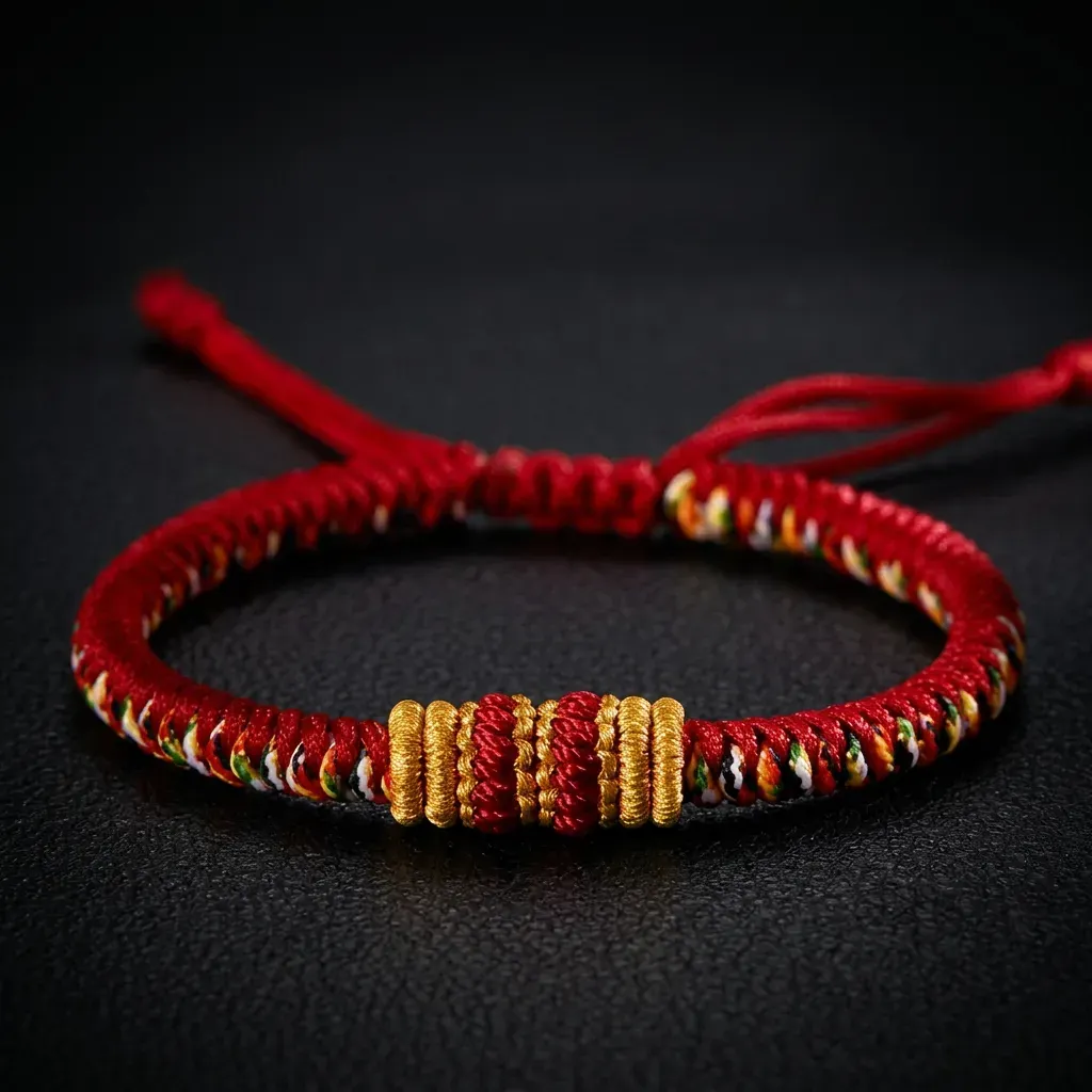 JiStones Handcrafted Tibetan Vajra Knot Bracelet | 2026 Year of the Horse Edition Imperial Red - Women's (Fits 14-17cm Wrist)
