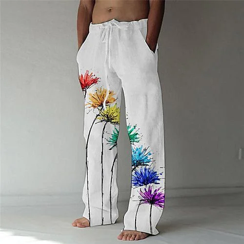 Men's Fashion Dandelion Print Casual Trousers